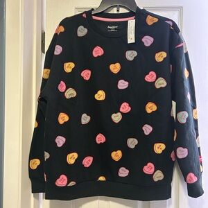 Sweetheart Black Sweater with Multicolor Heart Design